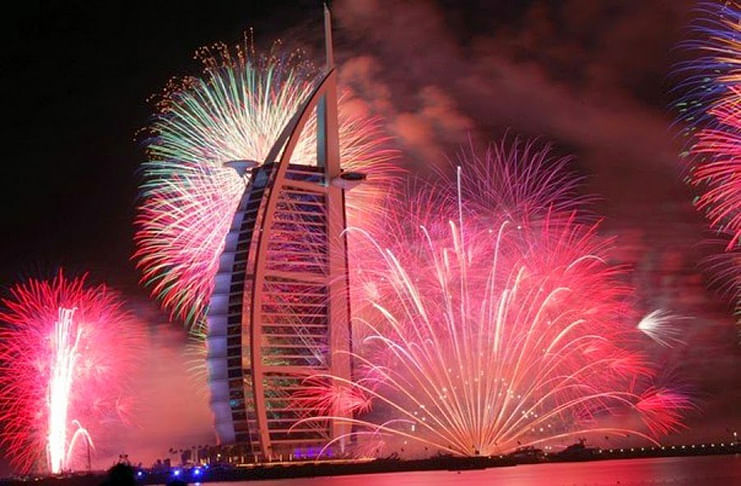 New Year Celebration with fireworks in Dubai